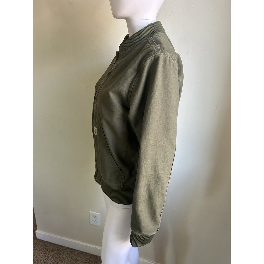 Carhartt Crawford Bomber Jacket Womens M Green Canvas Relaxed Fit OJ2524-W - Picture 15 of 16